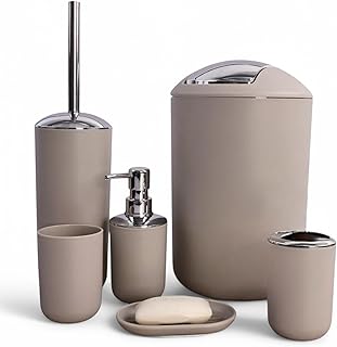 6tlg Badset Badezimmer Zubehör Set Organizer: Seifenspender, Zahnputzbecher, Kosmetikeimer, WC B…