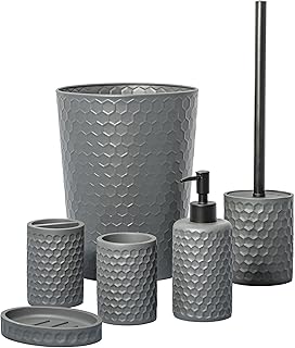 ZCCZ Badezimmer Set – 6-teiliges Organizer-Set mit Toilettenbürste, Mülleimer, Zahnbürstenha…