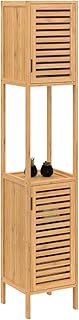 IDMarket – Säulenmöbel für Badezimmer, Bambus, Bea, 2 Türen