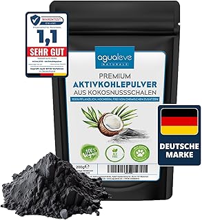 AGUALEVE® Premium Aktivkohle Pulver 200g aus Kokosnussschalen – die Nr. 1 – lässt sich perfekt …
