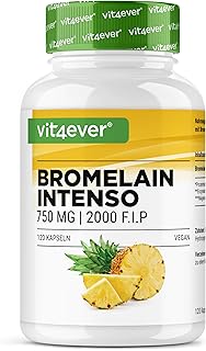 Bromelain Intenso – 750 mg (2000 F.I.P) – 120 magensaftresistente Kapseln – Natürlicher Ananas E…