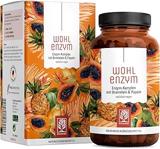 Wohlenzym Enzym Komplex mit 800mg Bromelain (5000 F.I.P), Papain, Rutin – Ananas & Papaya Enzym v…