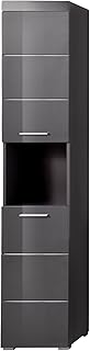trendteam smart living – Amanda – Hochschrank – Grau Hochglanz – Badregal mit 2 höhenverstellbar…