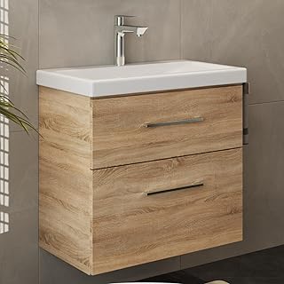 Planetmöbel Badmöbel Set Waschtisch mit Unterschrank 63 x 60 x 36,5 cm, moderner Waschbeckenunt…