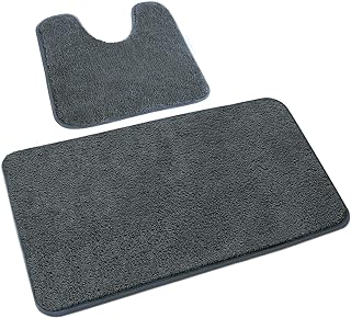 Rururug Badezimmerteppich Set 2 Teilig, Weiche Mikrofaser Badezimmermatte und wc Vorleger mit Aus…