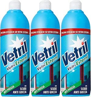 Vetril – Außenglas, Regenreiniger, Anti-Tropf-Schild, streifenfreier Glanz, 650 ml x 3 Stück