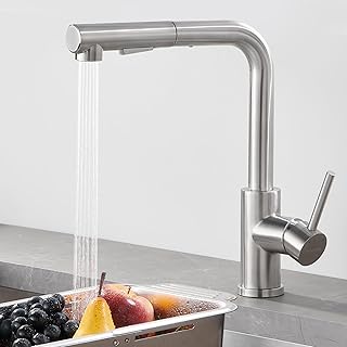 WOOHSE Wasserhahn Küche Ausziehbar, 360°Drehbare Küchenarmatur mit Brause Ausziehbar, Hochdruc…