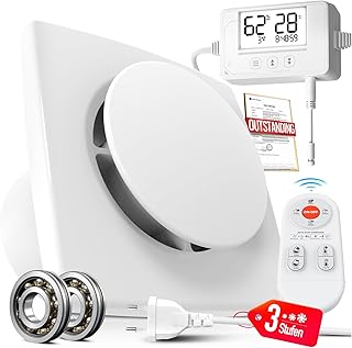 SBONNI Badlüfter mit Feuchtigkeitssensor Temperatursensor Timer – 3 Stufen WC Lüfter 100mm mit …
