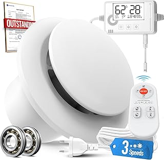 SBONNI 3 Stufen Bad Lüfter mit Feuchtigkeitssensor Temperatursensor Timer, Badlüfter 100mm mit …