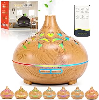 KDISHKRA 550ML Aroma Diffuser für Ätherische Öle, Ultraschall Luftbefeuchter, Fernbedienung, 4…