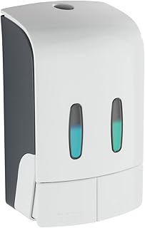 WENKO 2-Kammer Desinfektionsmittel- und Seifenspender Tartas Weiß, hygienischer Wand-Spender fü…