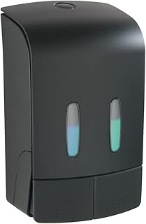 WENKO 2-Kammer Desinfektionsmittel- und Seifenspender Tartas Schwarz, hygienischer Wand-Spender f…