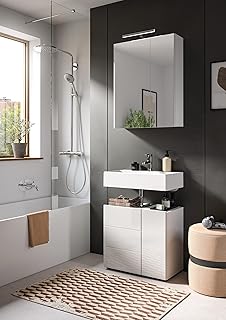 xonox.home Badezimmer Vira X2LA9B12 2tlg. Badezimmerkombination Set mittel in Front weiß Hochgla…
