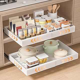 PNNP 2 Stück Teleskopschublade Ausziehbar Küche Schublade: Breite Verstellbar 32-53 cm Mit Selb…