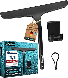 BLUMBACH® Duschabzieher schwarz, Abzieher Dusche mit Halterung 28 cm breit, Fensterabzieher Sili…