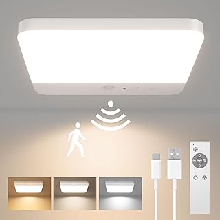 FULEN Deckenlampe Badezimmer mit Bewegungsmelder, Kabellos LED Deckenleuchte Dimmbar mit Batterie…