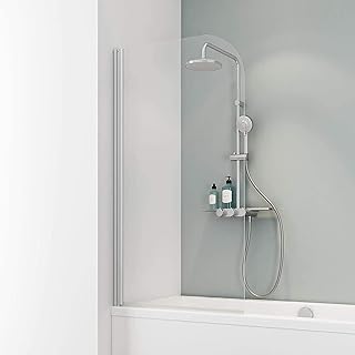 Schulte Duschwand für Badewanne, 80×140 cm, pendelbar, 5 mm Sicherheitsglas Klar hell, Alu-Natur…