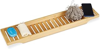 Relaxdays Badewannenablage Bambus, Gitter HBT: 4,5 x 68,5 x 14,5 cm Wannenbrücke, Ablage, Holz, …