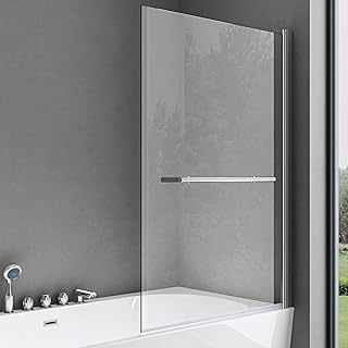 doporro 90×140 cm Design-Duschwand für Badewanne Badewannenaufsatz Duschabtrennung 6mm ESG-Siche…