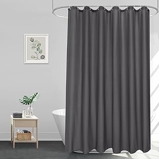 EurCross Dunkelgrau Waschbar Duschvorhang 180 x 200, Wasserdicht Dusch Vorhang für Badewanne und…