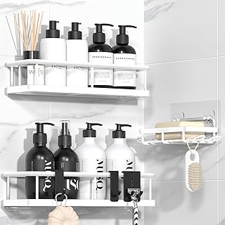 YASONIC Duschablage Ohne Bohren, 3 Stück Rostfreie Badezimmer Organizer, Schnelltrocknender Dusc…