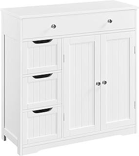 Yaheetech Badezimmerschrank Badschrank mit 4 Schubladen & 1 Schrank und verstellbarem Einlegebode…
