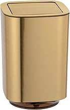 WENKO Schwingdeckeleimer Mod. Auron Gold, 5,5 Liter Kosmetikeimer für das Badezimmer, aus Kunsts…