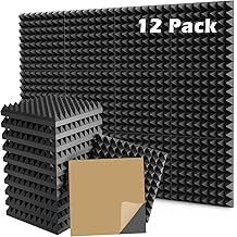 12 Stück Akustikschaumstoff, Schaumstoff Pyramiden mit Aufkleber, Schalldämmung Wand, 30 x 30 x…
