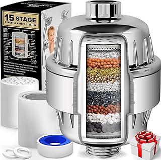 AquaHomeGroup 15 Stufen Duschkopf Wasserfilter Duschfilter Kalk mit Vitamin C – Wasserfilter Dusc…