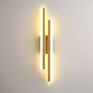 Comely Moderne LED Wandleuchte, 16W 1800LM Innen Wandlampe Gold, Linie LED Wandbeleuchtung Warmes…