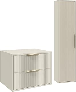 Badplaats Waschbeckenunterschrank Rimini 60 x 46 cm Cashmere – Hängender Badezimmerschrank mit 2…