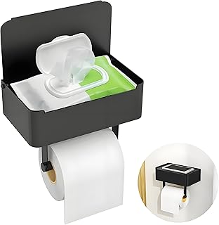 Toilettenpapierhalter mit Feuchttücherbox, Gypie Toilettenpapierhalter Ohne Bohren, Klopapierhal…
