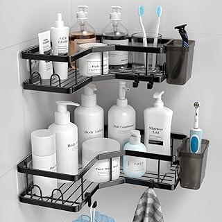 FINIBO Duschablage Ohne Bohren, 2 Stück Selbstklebend Eckregal Badezimmer Organizer, Duschregal …