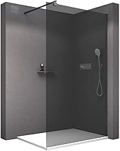 Bernstein Duschabtrennung Walk In Nano EX101 aus 8 mm grauem Glas mit schwarzem Wandprofil in 120…