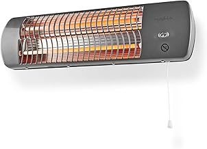 Nedis HTBA10GY Badezimmer-Heizung – 1200 W – Verstellbares Thermostat – 2 Wärme Modes – X4 – Grau