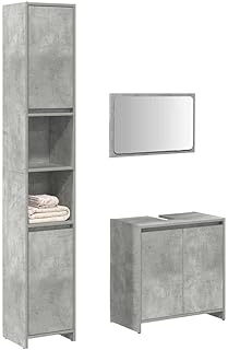 Badezimmermöbel-Set, 2-teilig, aus Sperrholz, Grau, Beton, mit Waschbecken und Schrank, modernes…