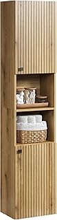trendteam smart living – PureBliss – Hochschrank – Eiche – Badezimmerschrank in moderner Rillenop…