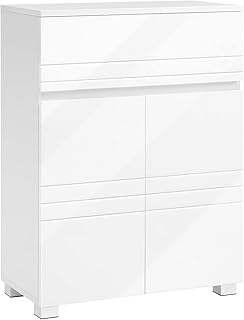 VASAGLE Badezimmerschrank auf Fuß, Aufbewahrungsschrank mit Schublade, Doppeltürschrank, verste…