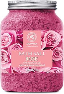 Badesalz Rose 1300g – Meersalz mit Absolutes ätherisches Rosenöl – Aromatherapie – Körperpfleg…