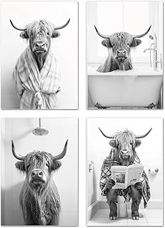 LAVEMA Badezimmer Deko Bilder – Poster DIN A4 (21x30cm) ohne Rahmen – lustige Wanddeko – schwarz …