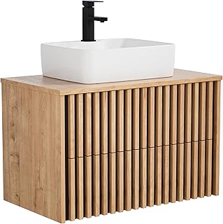 UEV Waschtisch mit Unterschrank, Waschbeckenunterschrank hängend 81cm Badmöbel Set, Waschplatz …