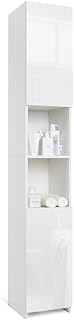 Mondeer Badschrank Hochschrank, Badezimmerschrank Schmal mit 2 Hochglanztüren und 6 Trennwänden…