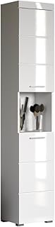trendteam smart living – Amanda – Hochschrank – Weiß Hochglanz – Badezimmerschrank mit 2 verstel…