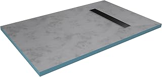 MARWELL Duschelement 90 x140 x 4 cm direkt befliesbar mit integrierter Ablaufrinne in schwarz und…