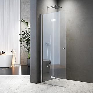 Walk-in faltbar 120x185cm Walk-in Dusche Duschwand Glas Falttür für Duschwanne Faltwand Drehfal…