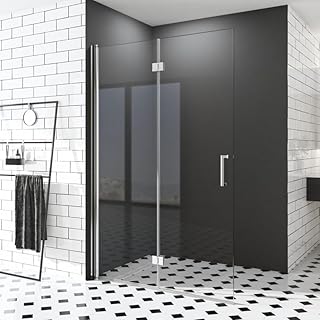 Walk in Duschwand, 120×195 cm Falttür Begehbare Dusche Duschkabine Duschtrennwand 6mm ESG-Sicher…