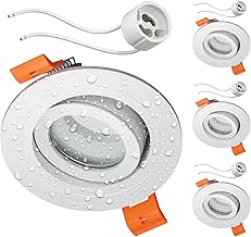 ledscom.de 4 Stück Bad-Deckeneinbaurahmen ERID, Feuchtraum, Badezimmer, IP44, rund, schwenkbar, …