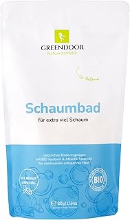 GREENDOOR natürliches Bio Schaumbad 500g Pulver Konzentrat für samtweiche entspannte Haut, sanf…