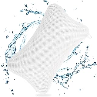 Badewannenkissen Weiß mit 4 Stück Saugnäpfen, Badewannenkissen Nacken, Kopfkissen für optimal…