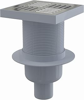Alcaplast Bodenablauf 150, Ablauf DN 50, vertikaler Edelstahl, extra flacher Dusch- und Wannenablauf